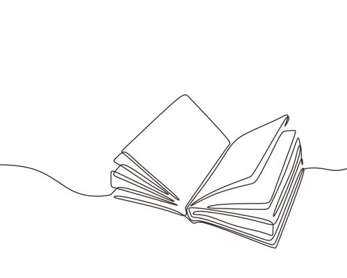 Continuous,One,Line,Drawing,Open,Book,With,Flying,Pages.,Vector